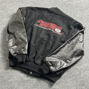 Vintage Nocona Boots Varsity Jacket Mens XL Black Leather Western Bomber 90s